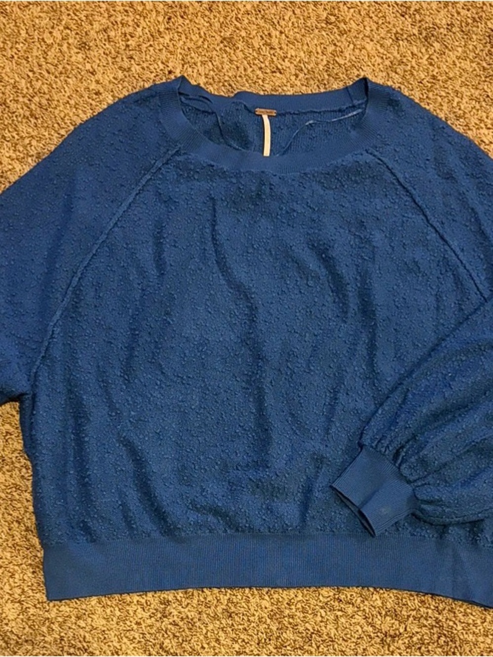 Free People Blue Textured Crewneck Sweater size medium